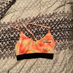pink tie dye sports bra